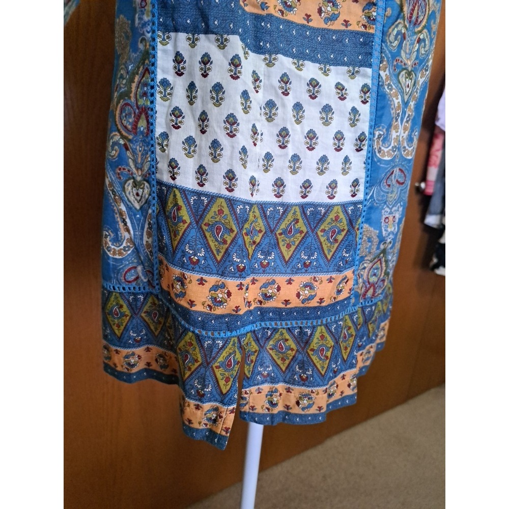 Lucky Brand Cotton Lightweight Paisley  Boho Style Patchwork Blouse Top Tunic S - Picture 5 of 13